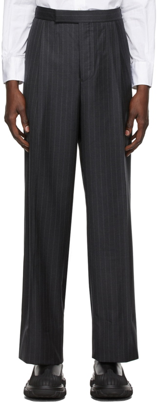 Photo: Thom Browne Grey Pinstripe Single Pleat Trousers