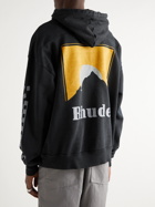 Rhude - Logo-Print Cotton-Jersey Hoodie - Black