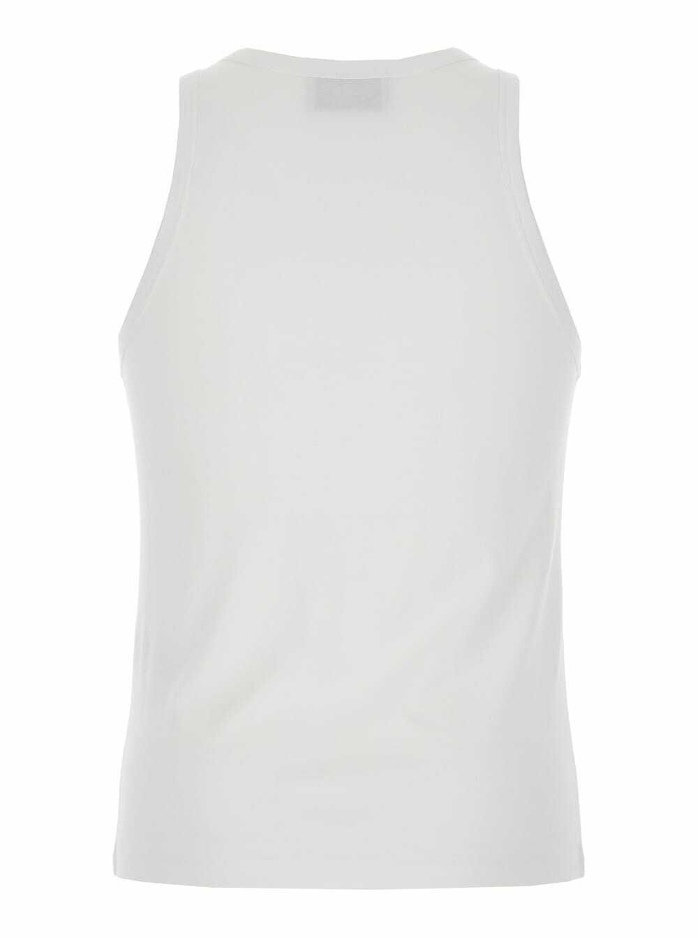 Coperni White Sleeveless Tank Top With Round Neck And Tonal Logo Patch On The Front In Cotton Blend Man