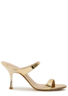 Stuart Weitzman Nudist 85 Metallic Leather Mules Gold