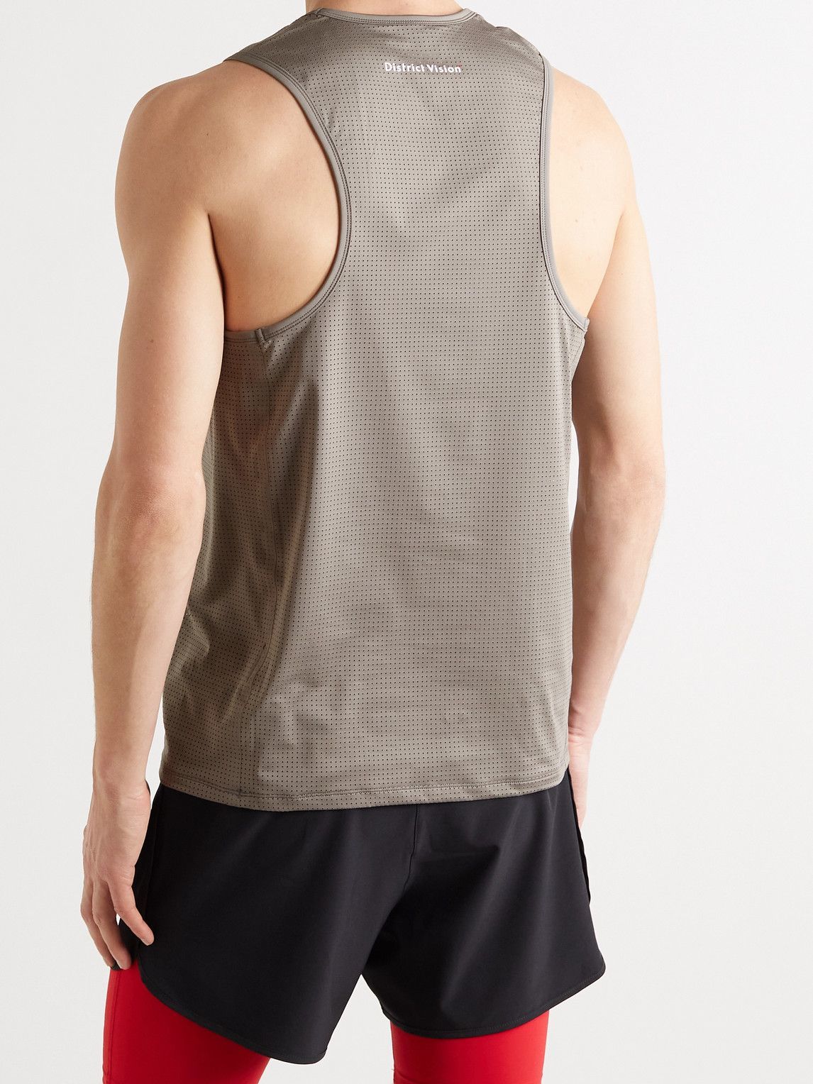 DISTRICT VISION - Logo-Print Perforated Stretch-Jersey Running