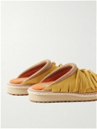 KAPITAL - Pueblo Rain Leather-Trimmed Fringed Suede Sandals - Yellow