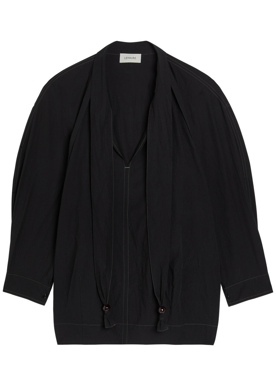 Lemaire Scarf-effect Cotton Blouse Black