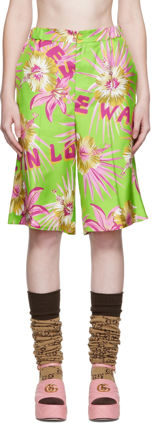 GUCCI GG Supreme printed silk-twill shorts