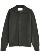 Axel Arigato Ode Collared Wool-blend Cardigan Dark Grey
