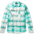 AMIRI - Distressed Tie-Dyed Cotton-Flannel Shirt - Blue