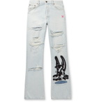Off-White - EV BRAVADO Distressed Appliquéd Denim Jeans - Blue