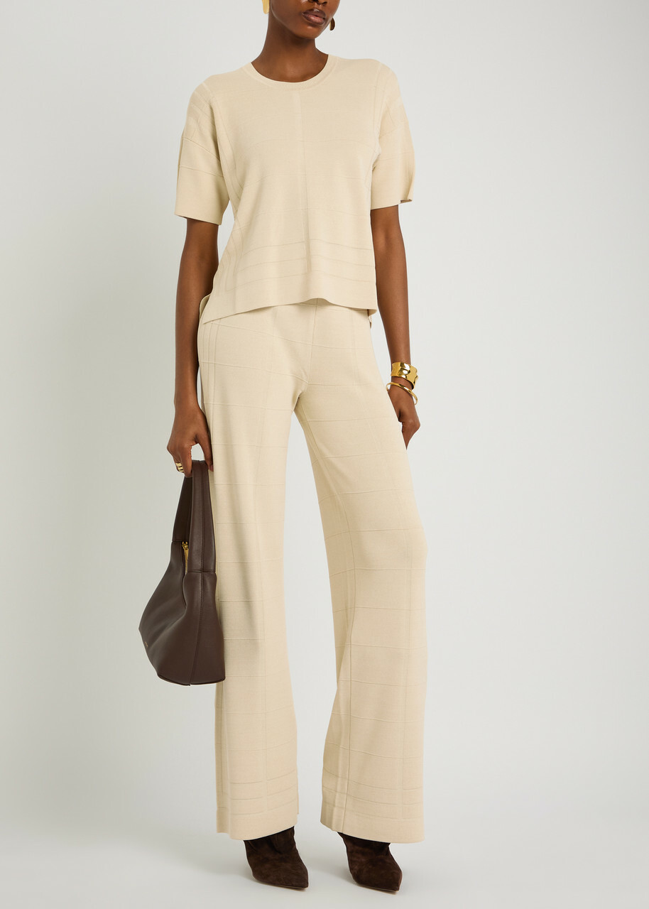 Joseph Crop Tee Viscose Animation Fine-knit T-shirt Cream