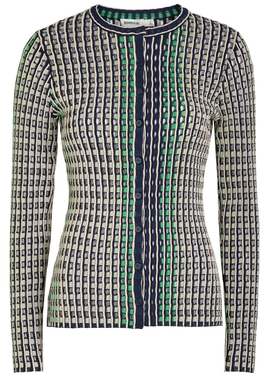 Simkhai Mabel Textured Cut-out Knit top Blue