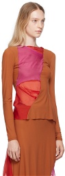 Paula Canovas Del Vas Pink & Tan Paneled Long Sleeve T-Shirt