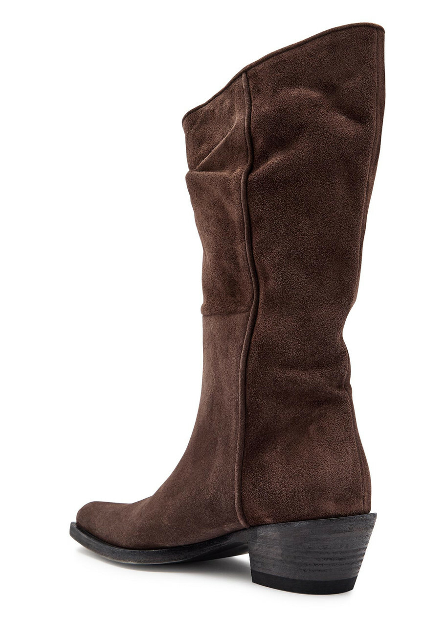 Khaite Clive 35 Draped Suede Mid-calf Boots Brown