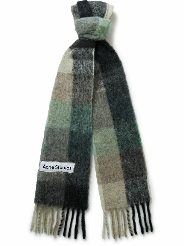 Photo: Acne Studios - Fringed Checked Knitted Scarf