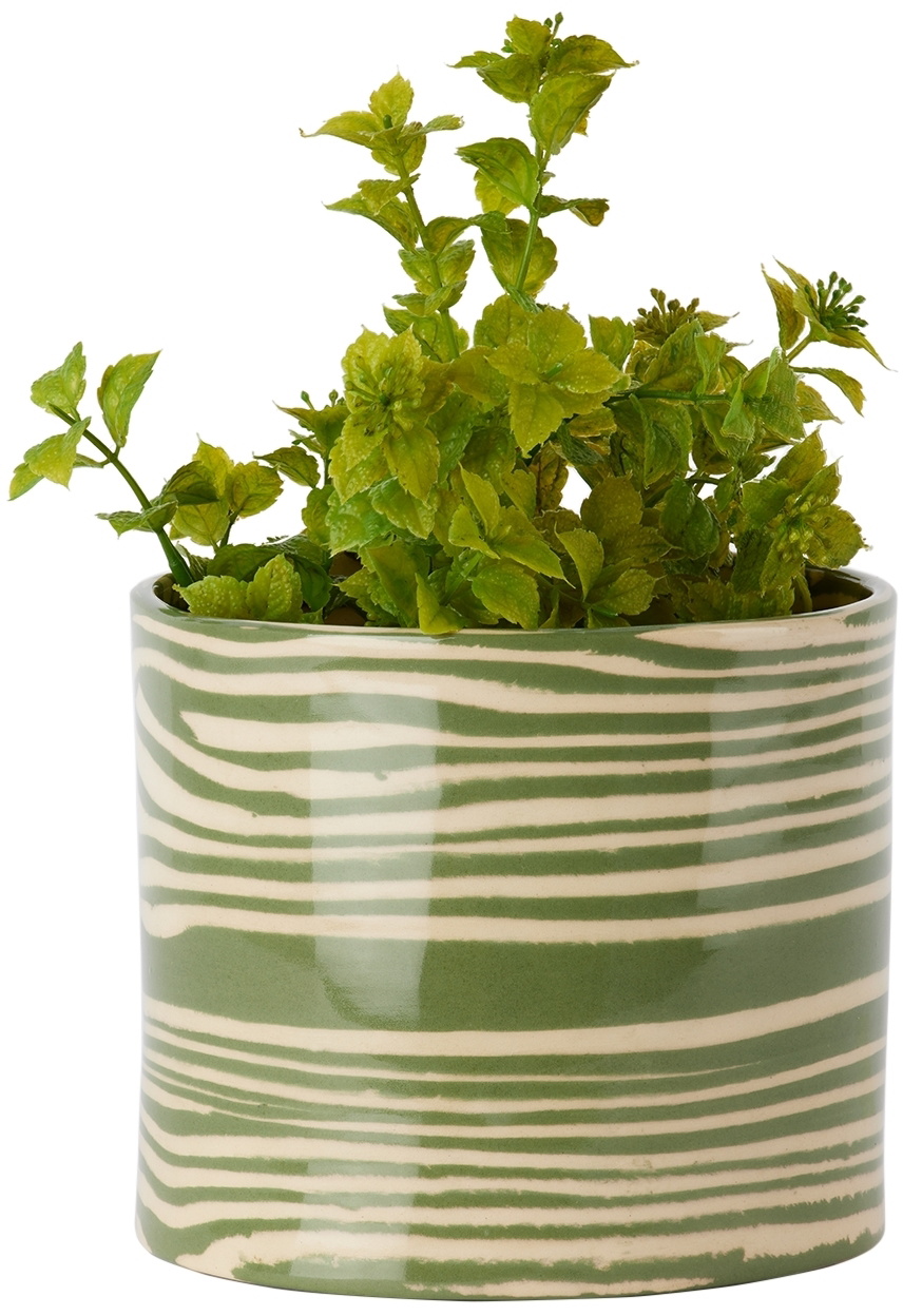 Henry Holland Studio Green & White Ceramic Planter