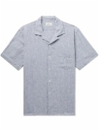Hartford - Palm Mc Pat Convertible-Collar Slub Linen Shirt - Blue