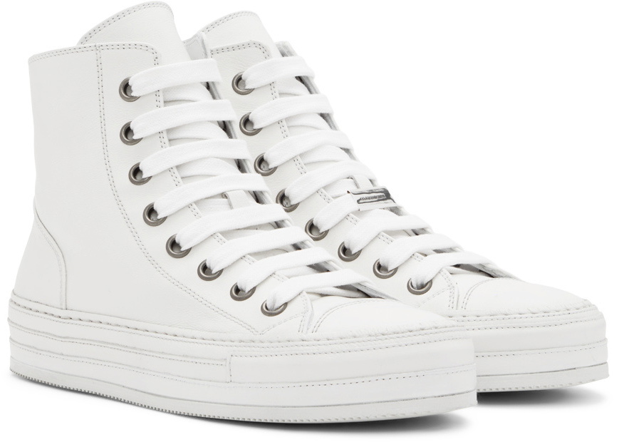 Ann Demeulemeester White Leather Raven Sneakers