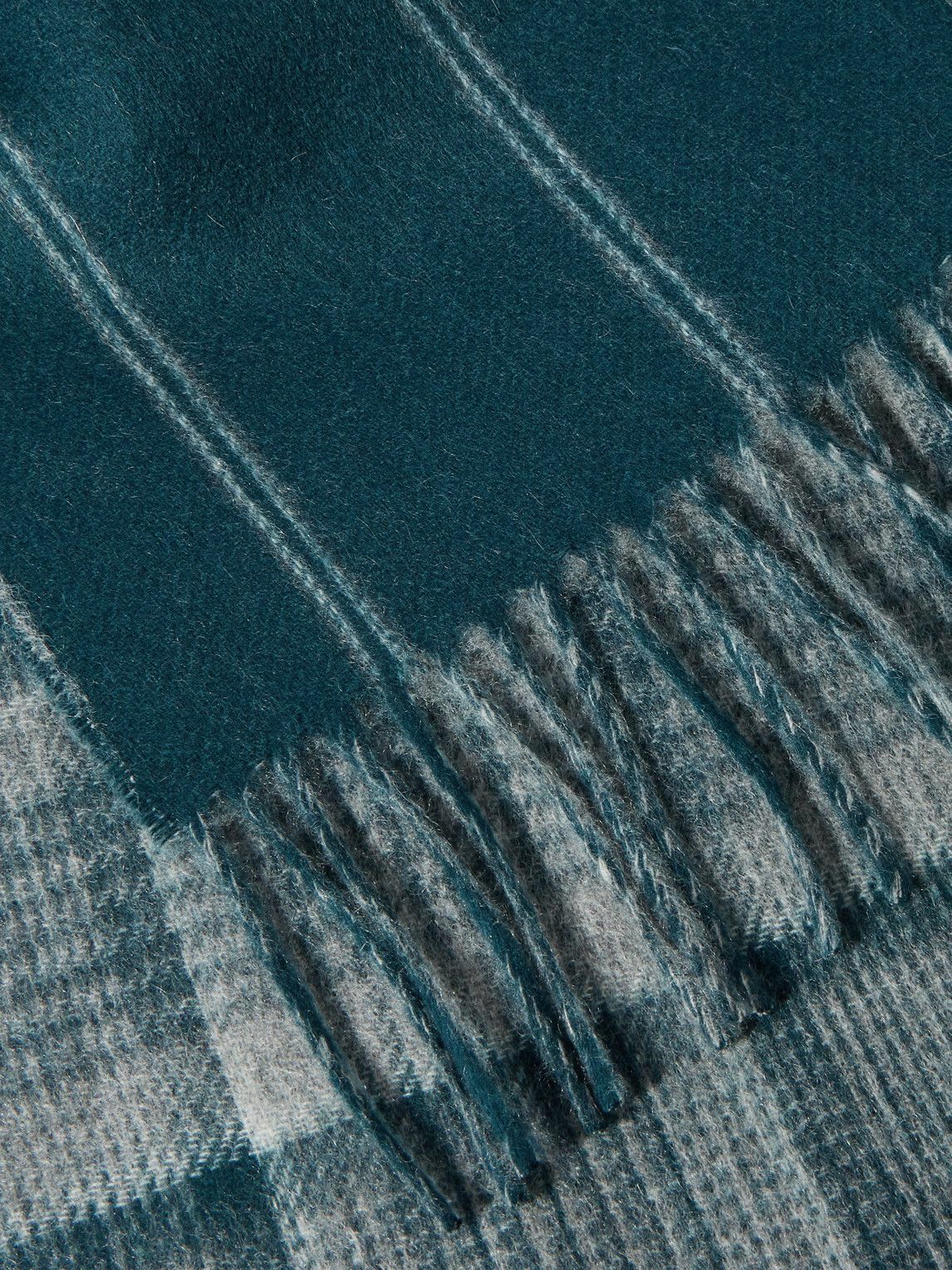 Johnstons of Elgin - Fringed Checked and Striped Cashmere Scarf