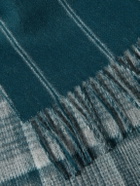 Johnstons of Elgin - Fringed Checked and Striped Cashmere Scarf