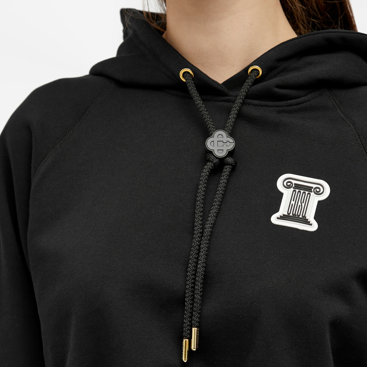 Casablanca Women's Casa Column Patch Cropped Hoodie in Black
