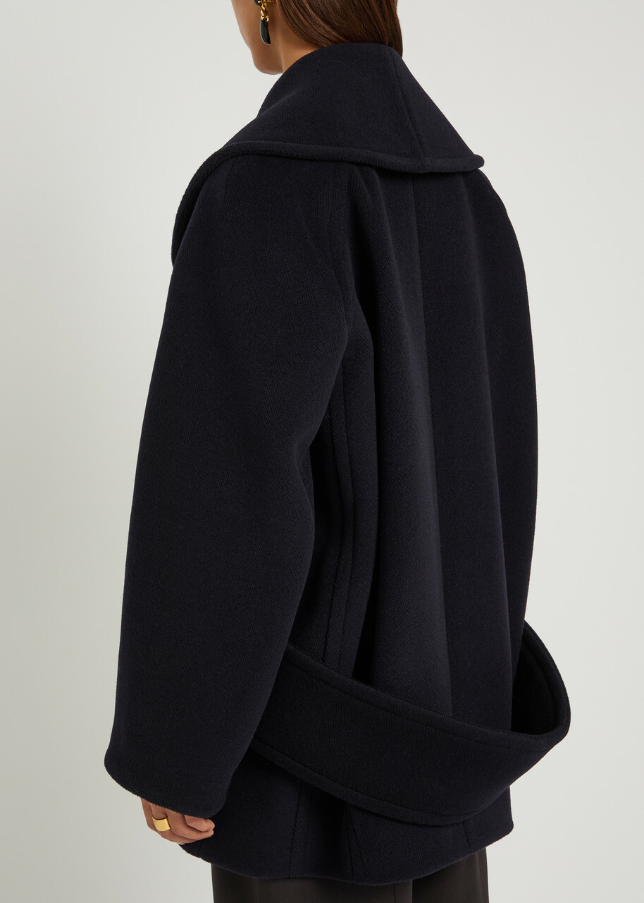 Alaïa Double-breasted Wool Coat Navy