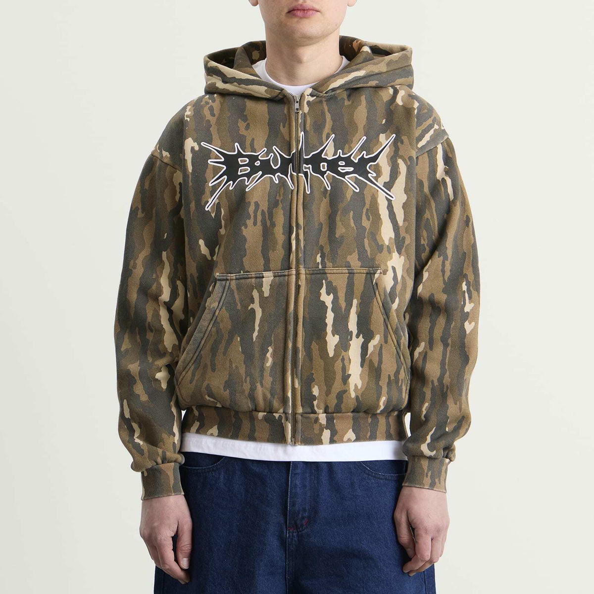 Butter Goods Men's Nail Logo Zip Hoodie in Frog Camo