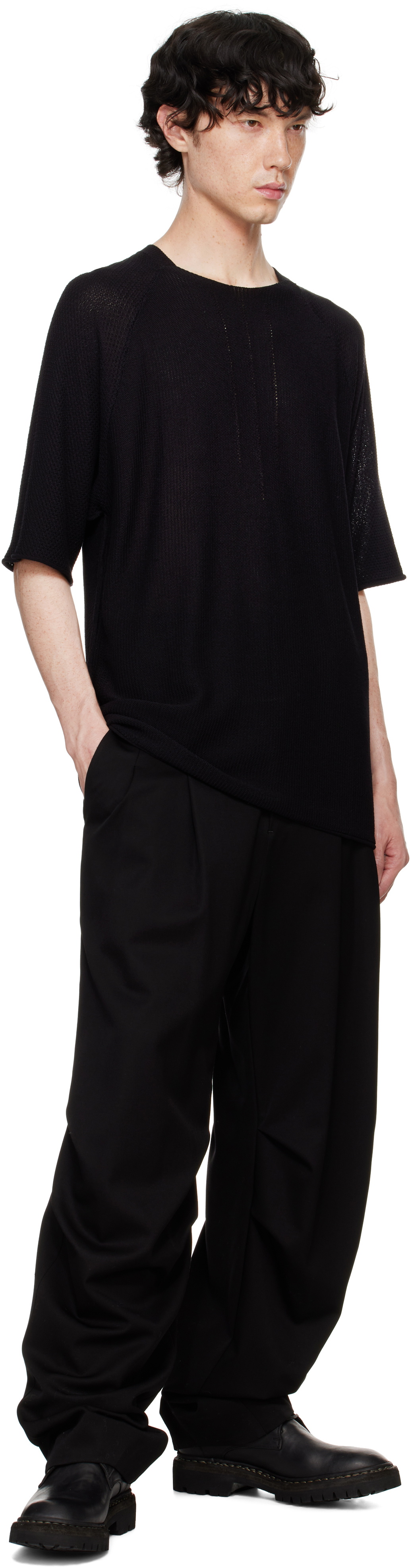 DEVOA Black Short Sleeve Knit T-shirt