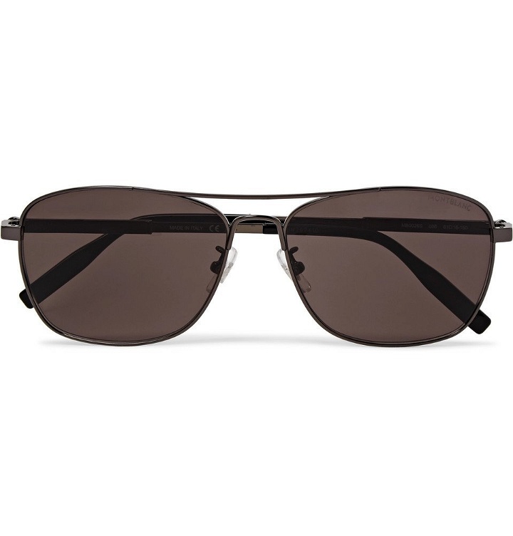 Photo: Montblanc - Aviator-Style Gunmetal-Tone Polarised Sunglasses - Silver