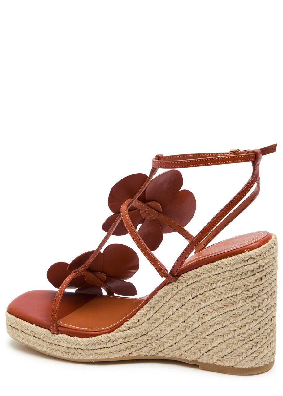 Zimmermann Orchid 110 Leather Wedge Espadrilles Brown