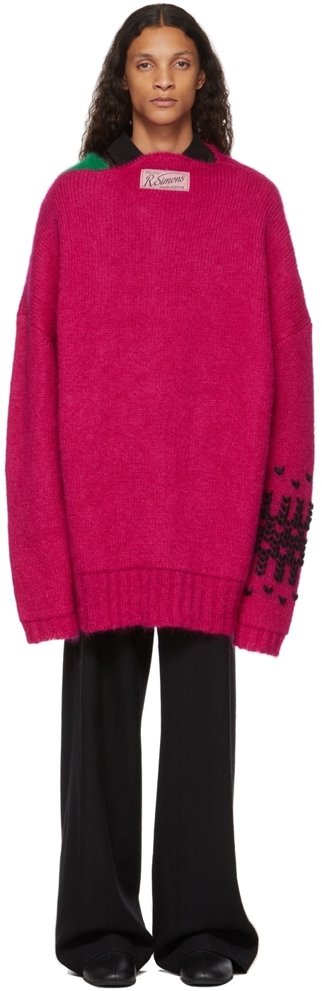 Photo: Raf Simons Pink Oversized Jacquard Sleeve Sweater