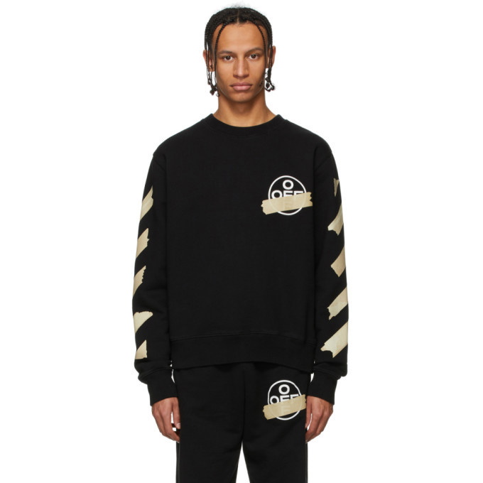 Photo: Off-White Black and Beige Tape Arrows Sweatshirt