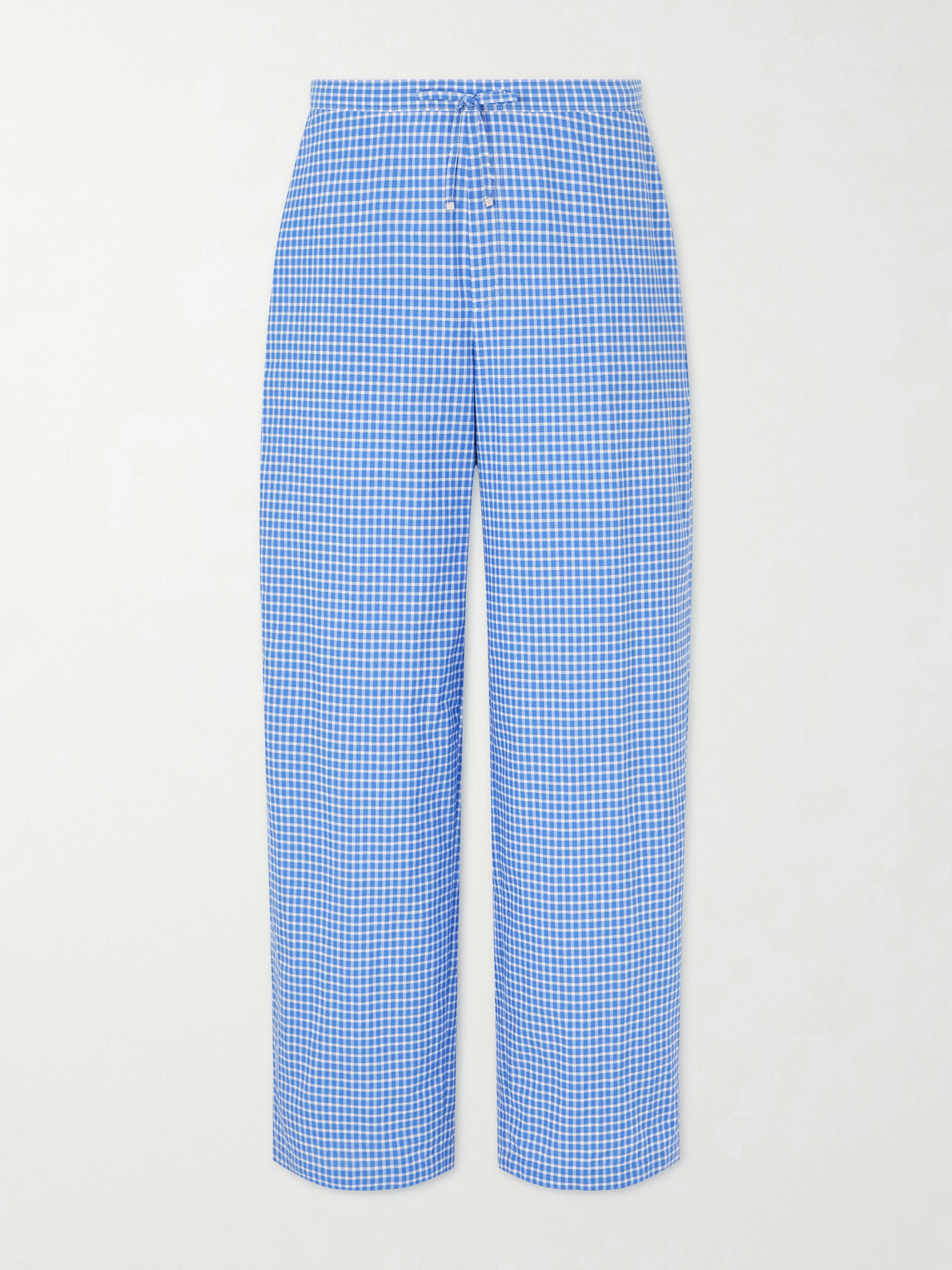 LOEWE - Paula's Ibiza Straight-Leg Anagram-Embroidered Checked Cotton-Poplin Trousers - Blue