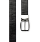 Ermenegildo Zegna - 3.5cm Black Reversible Cross-Grain Leather Belt - Black