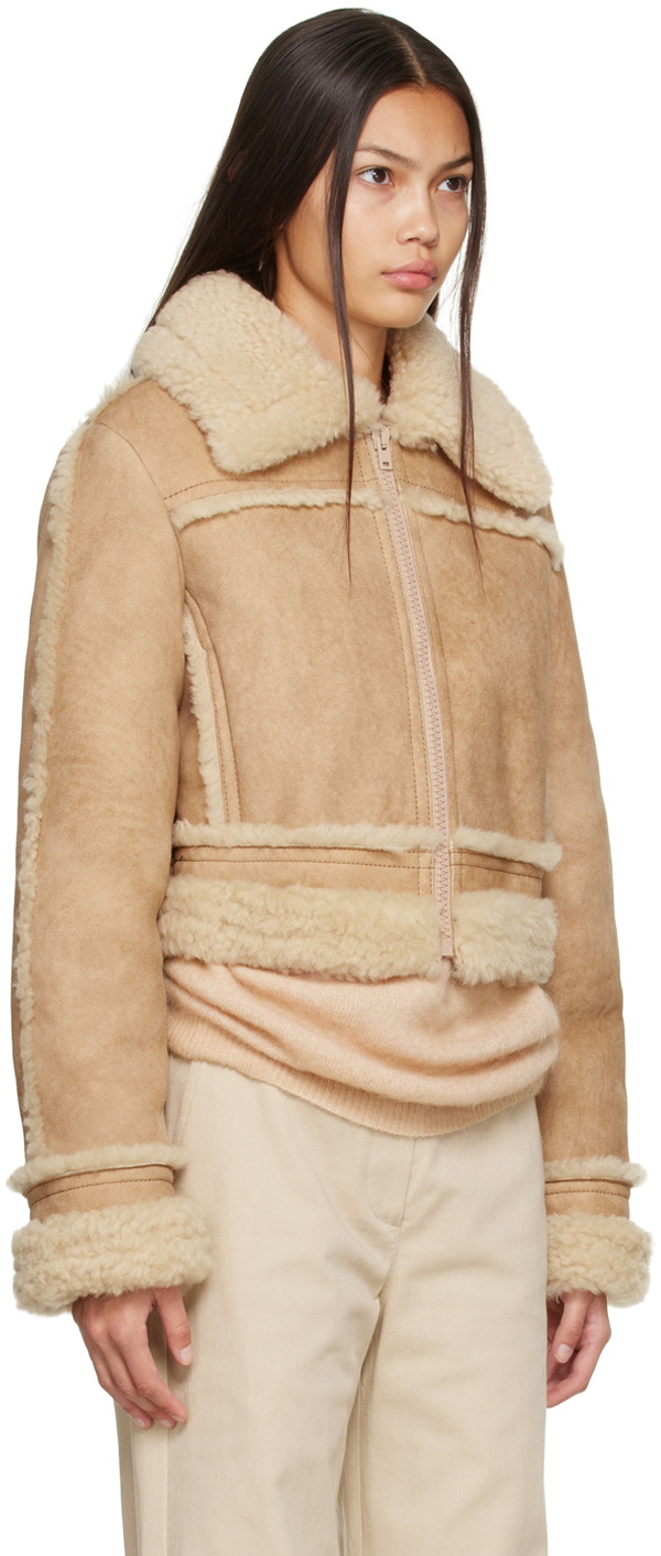 Acne Studios Beige Cropped Shearling Jacket Acne Studios