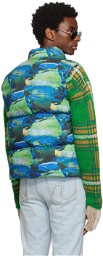 ERL Green & Blue Printed Down Vest