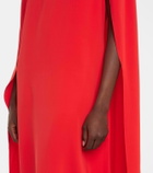 Oscar de la Renta Orchid embellished caped silk-blend gown