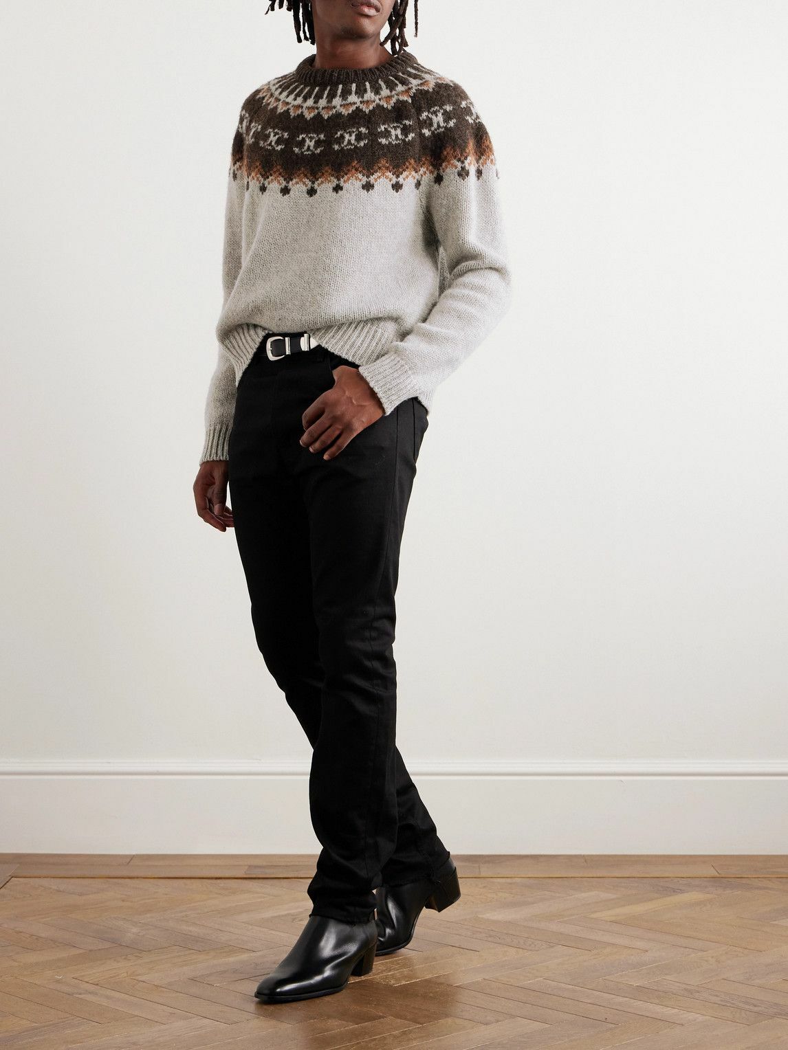 CELINE - Fair Isle Wool Sweater - Gray
