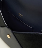 Khaite Grace leather-trimmed suede clutch