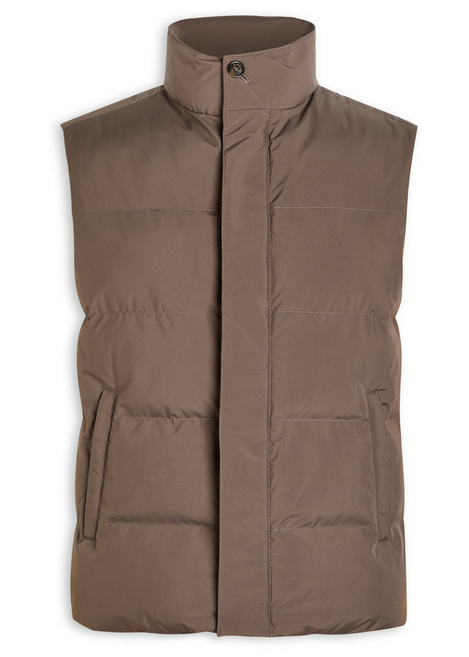 Aurélien Quilted Shell Gilet Taupe