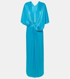 Costarellos Roanna draped lamé georgette gown