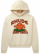 Rhude - Saint Croix Logo-Print Cotton-Jersey Hoodie - White