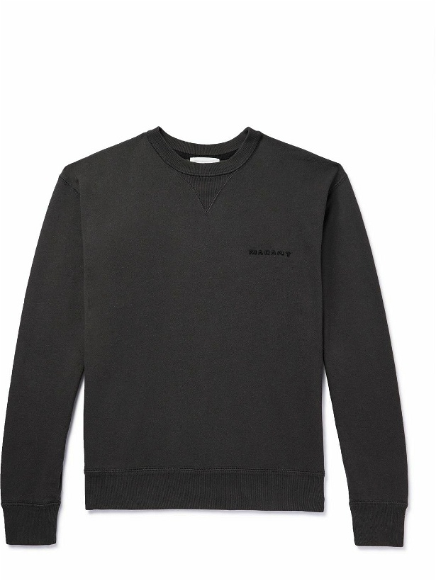 Photo: Marant - Mikis Logo-Embroidered Cotton-Blend Jersey Sweatshirt - Black