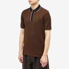 Fred Perry Men's Concelaed Placket Polo Shirt in Burnt Tobacco