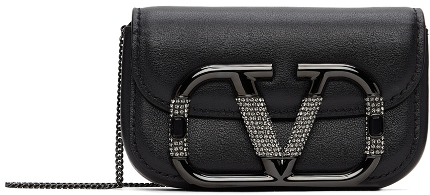 Black V-Logo grained-leather cross-body bag, Valentino Garavani