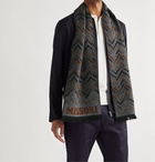 Missoni - Logo-Intarsia Fringed Wool Scarf - Black