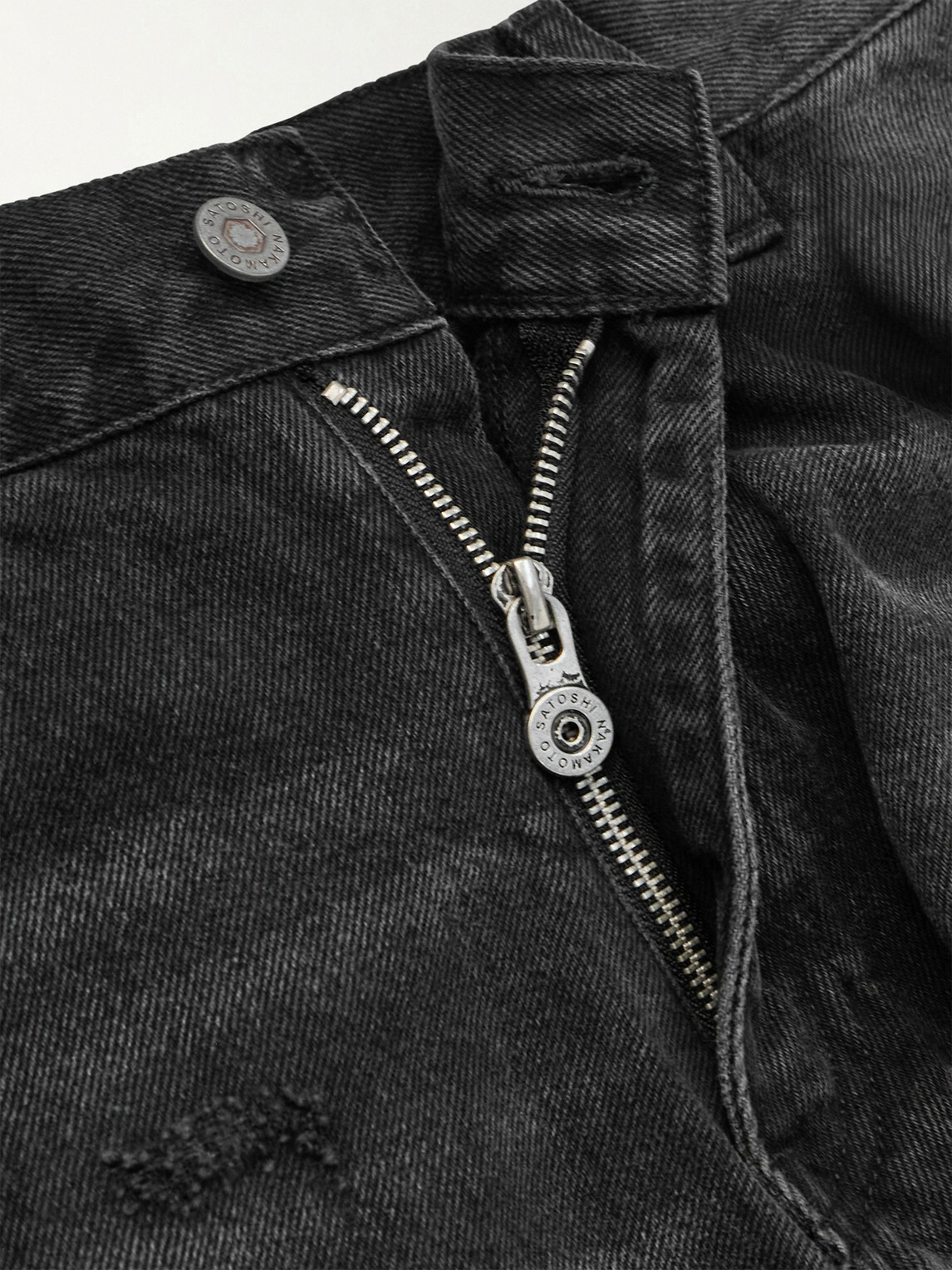 Satoshi Nakamoto - Enduro Straight-Leg Padded Paint-Splattered Jeans - Black