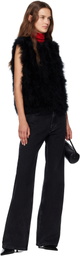 Yves Salomon Black Cropped Feather Vest