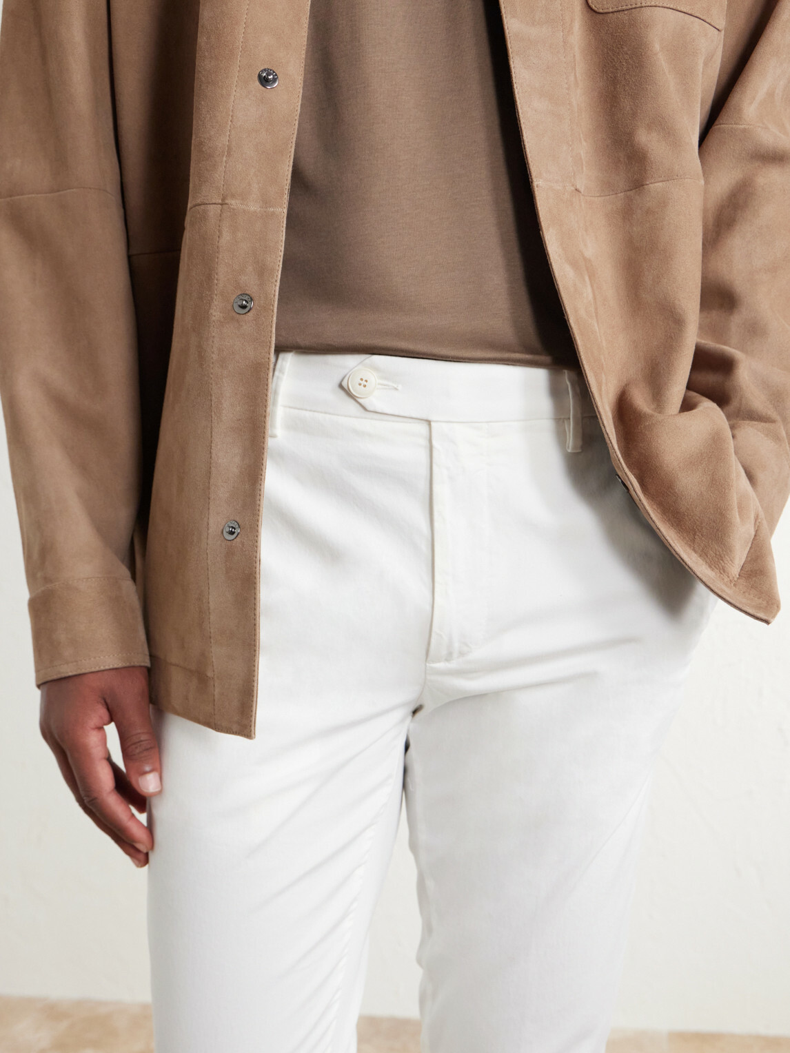 Canali - Tapered Stretch Cotton-Twill Trousers - White