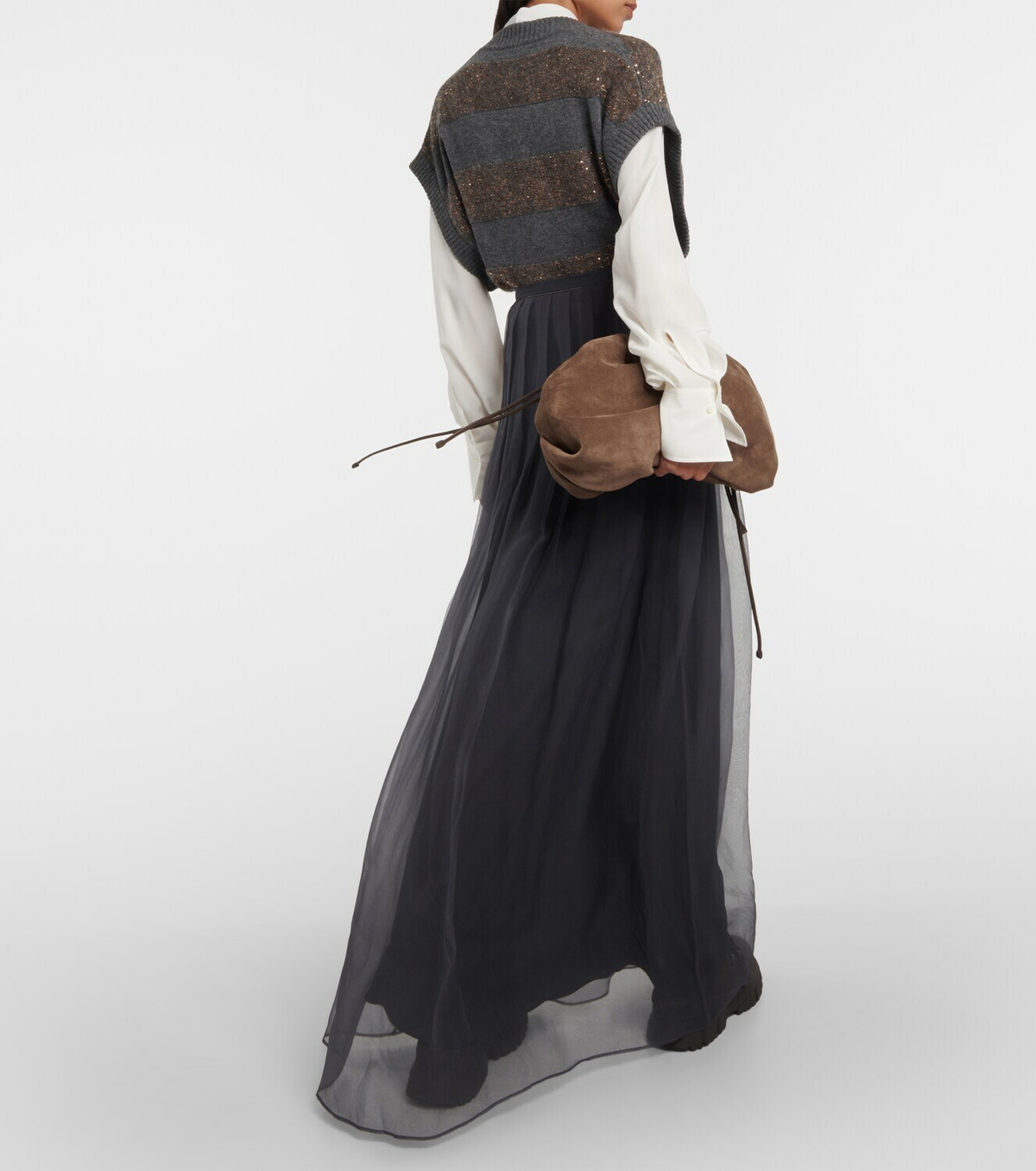 Brunello Cucinelli Pleated silk chiffon maxi skirt