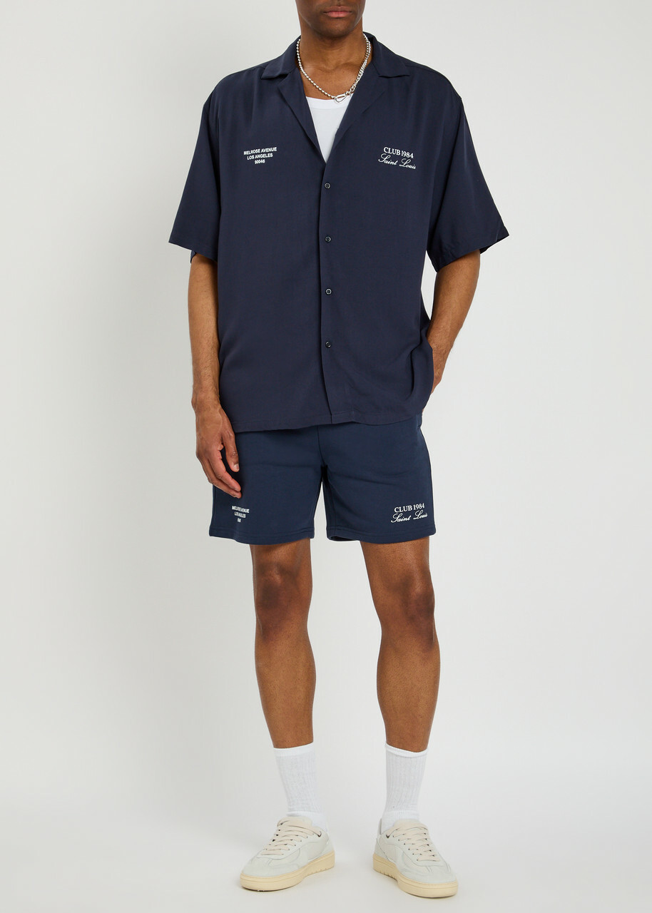 Club 1984 Melrose Printed Cotton Shorts Navy