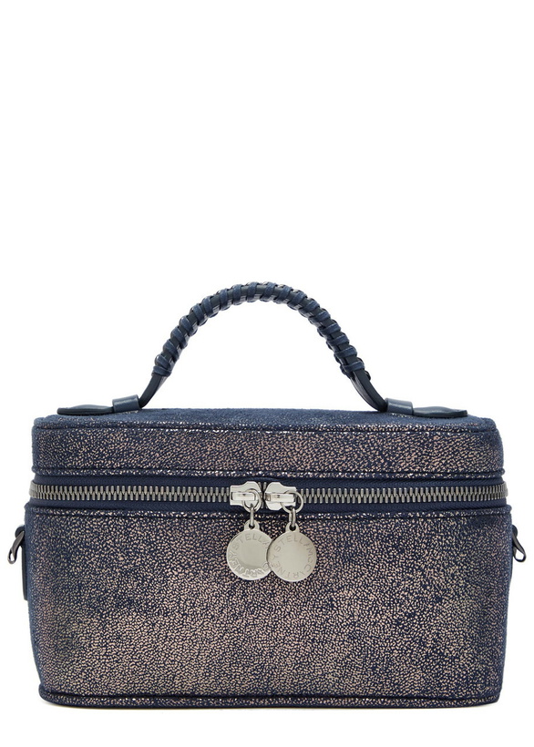 Photo: Stella Mccartney Falabella Metallic Faux Suede Vanity Case - Navy - One Size