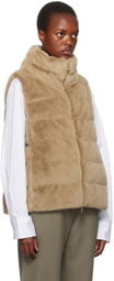 Herno Tan Quilted Faux-Fur Down Vest